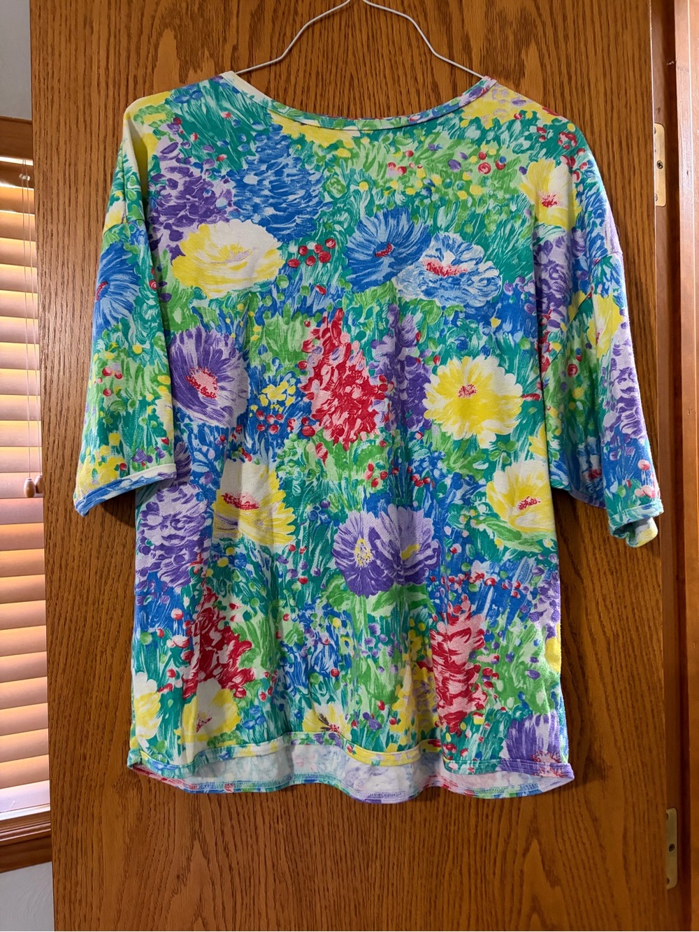 Vintage Women's Floral Short-Sleeve Top in Multicolor